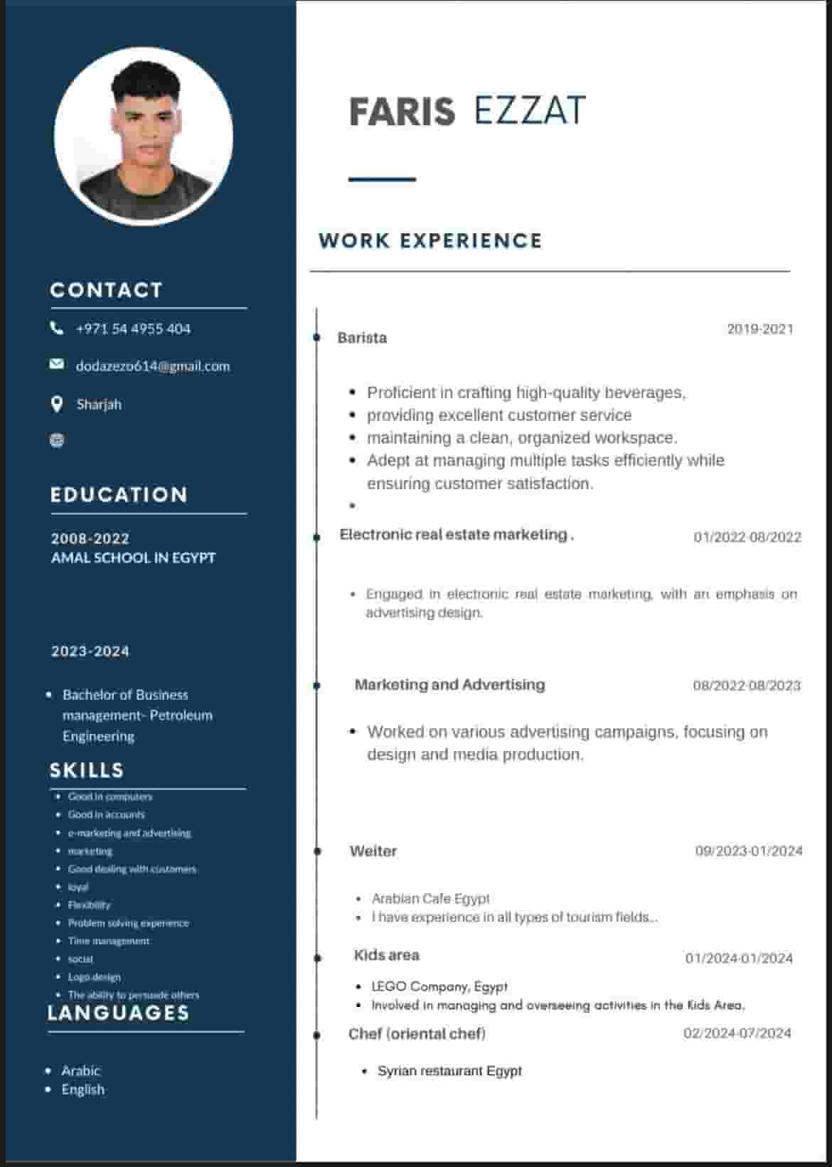 I'm looking for a job in restaurants