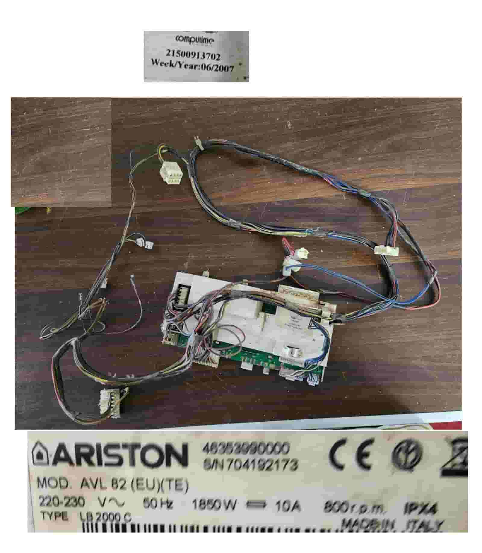 Ariston 5 K Italian washing machine and the operating card is for the same washing machine