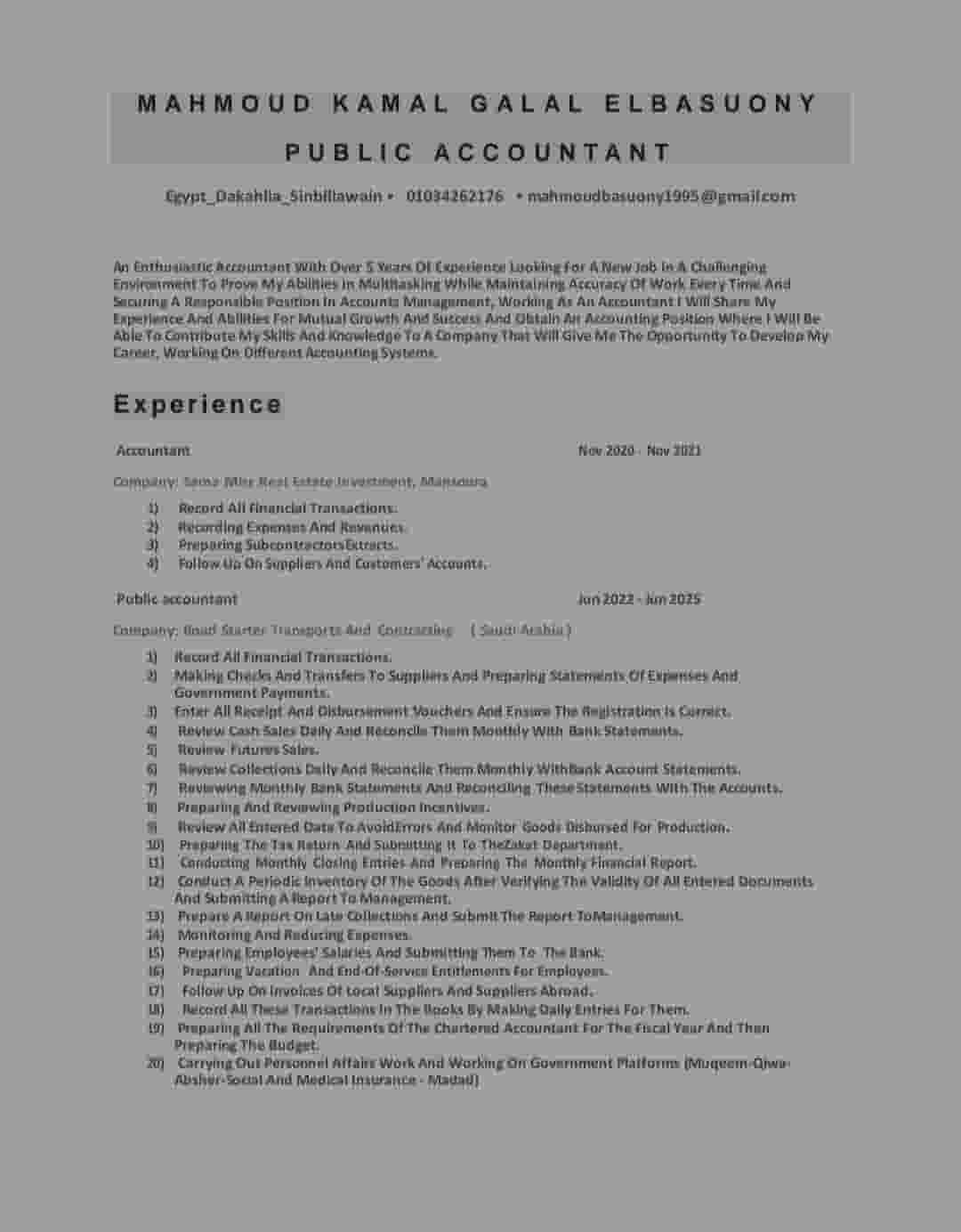 Accountant looking for a job 