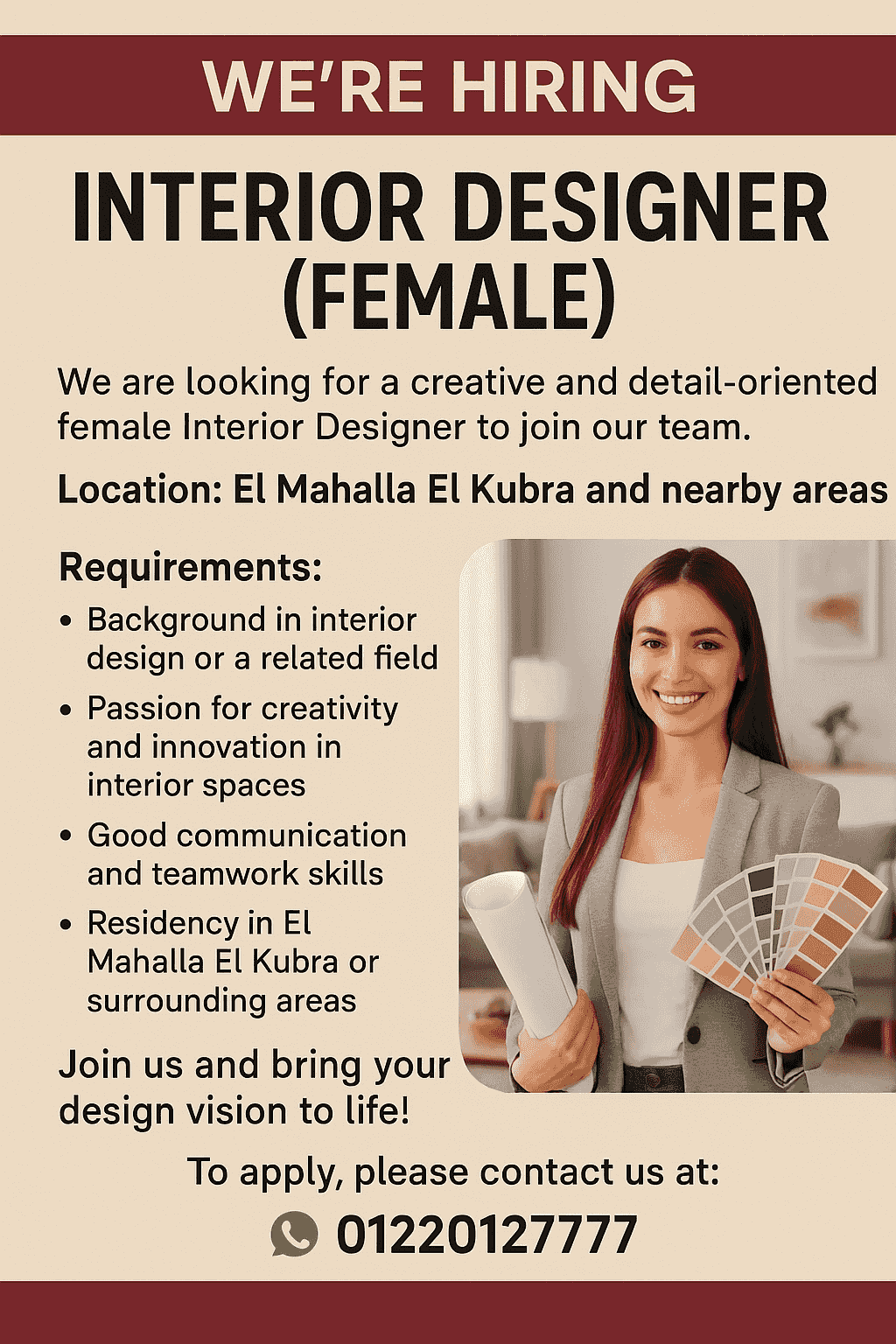 An interior designer is required