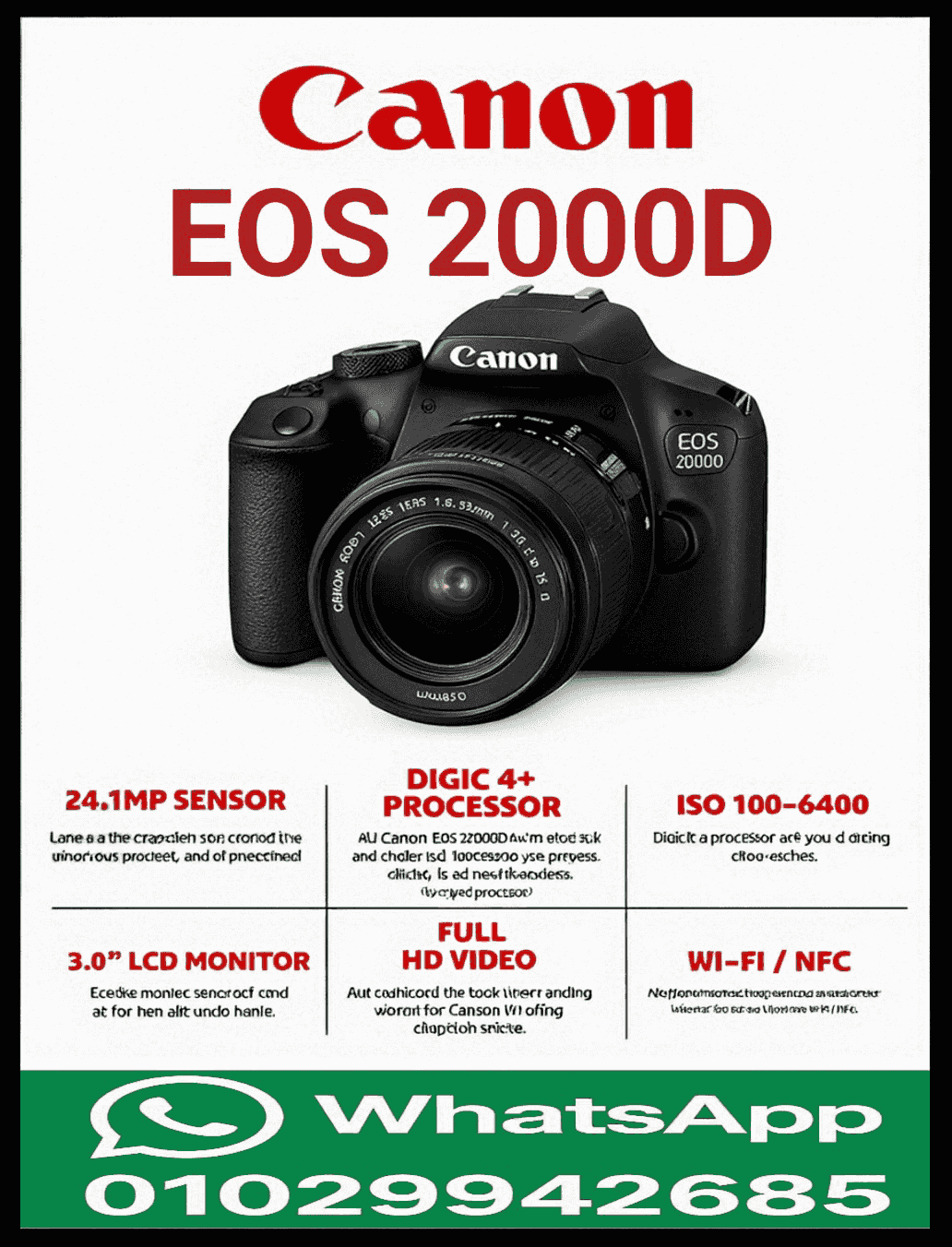 Canon 2000D camera for sale