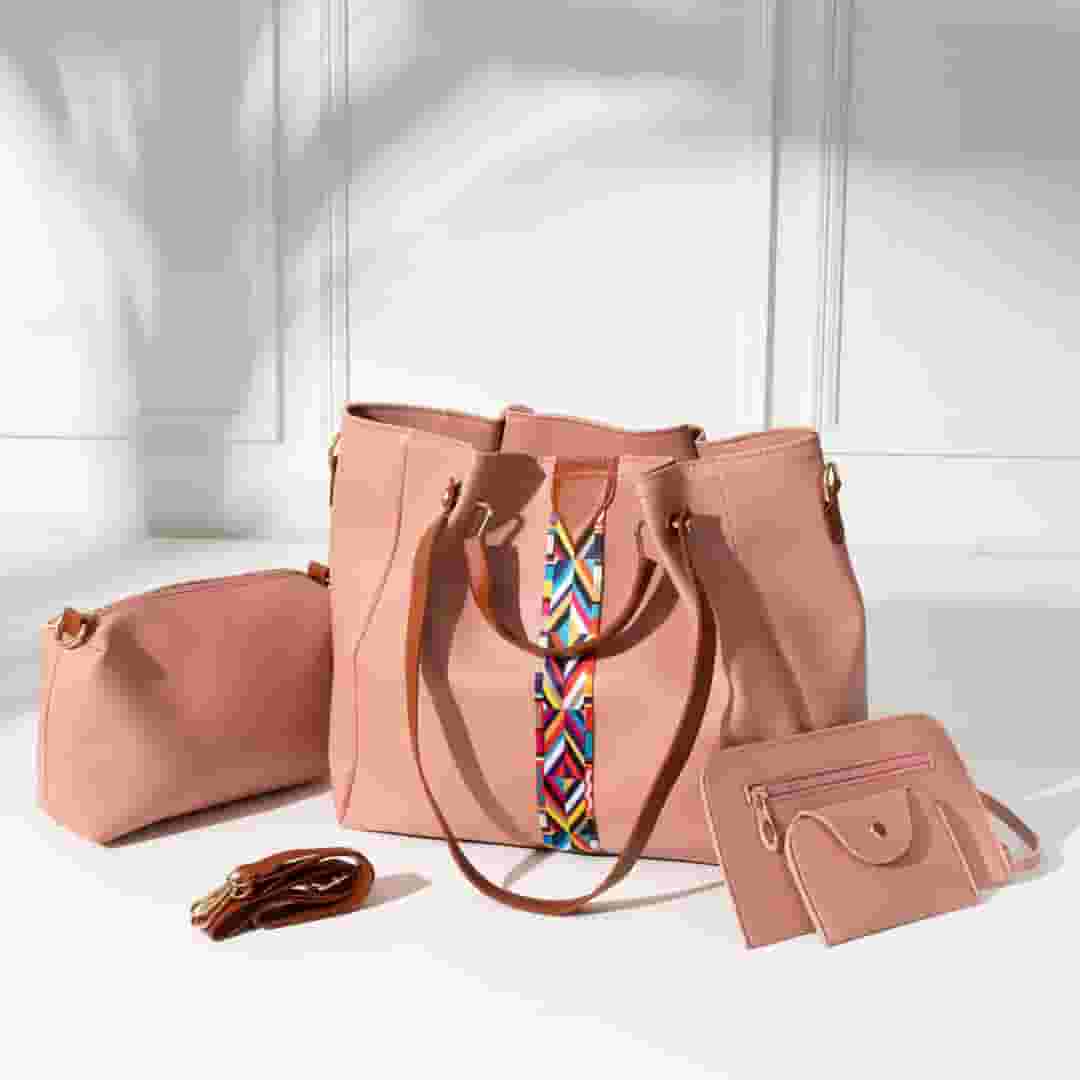 An elegant 4-piece women's bag made of imported leather