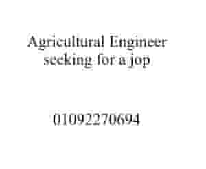 Agricultural engineer looking for a job