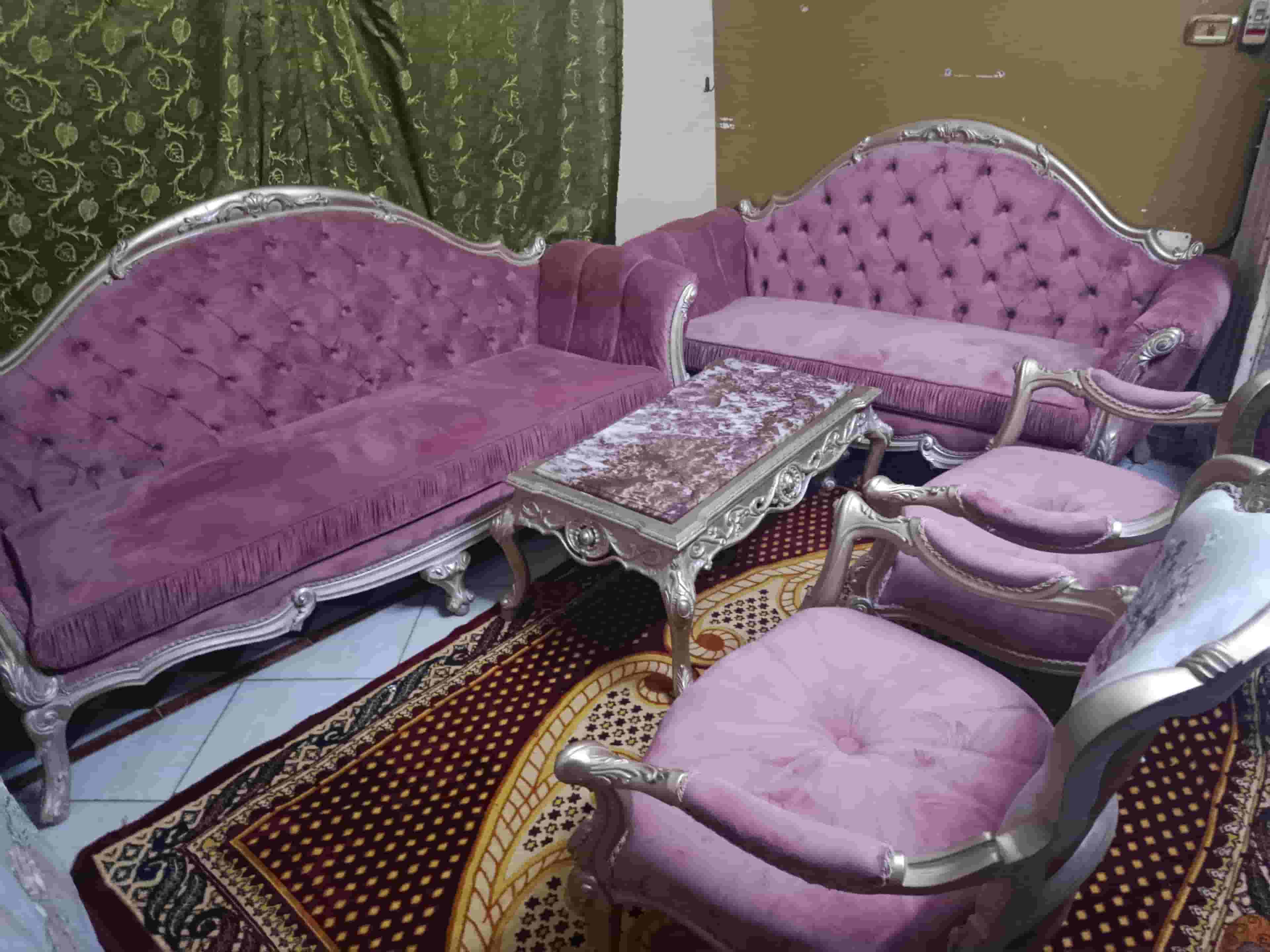 صالون انتريه خشب زان جديد - يصلح للعرسان لونه بينك