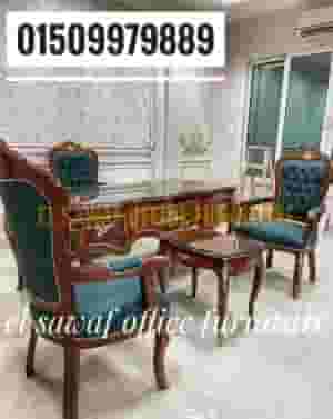  A red beech wood desk with copper