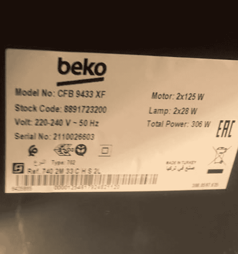 Beko built-in hood
