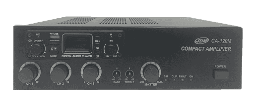 A small 120 watt speaker with Bluetooth and a Korean flash input from the IBC agent