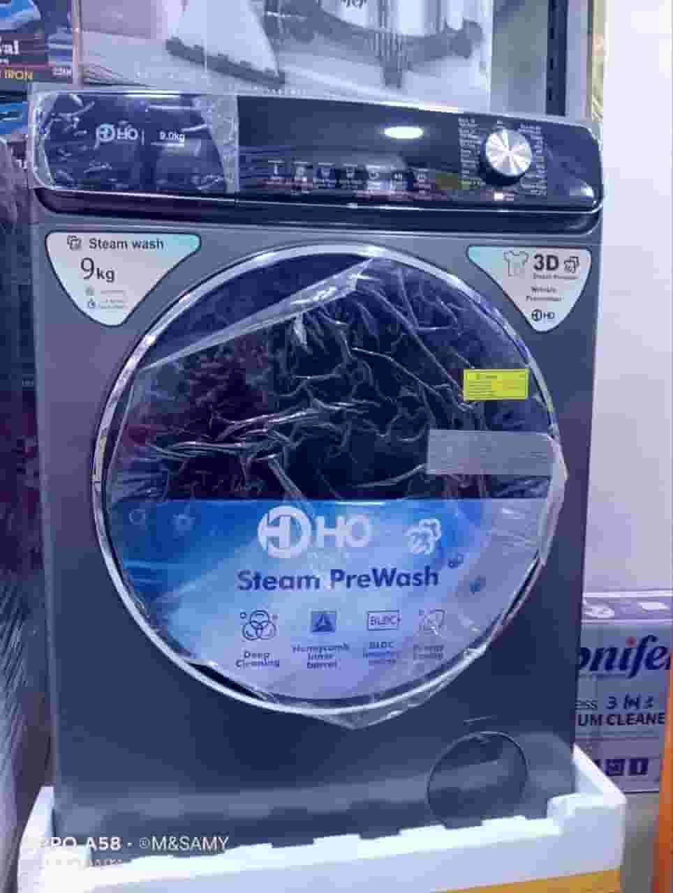 Hoho automatic washing machine 9 kg inverter, first sorting in the carton and the warranty is 5 years