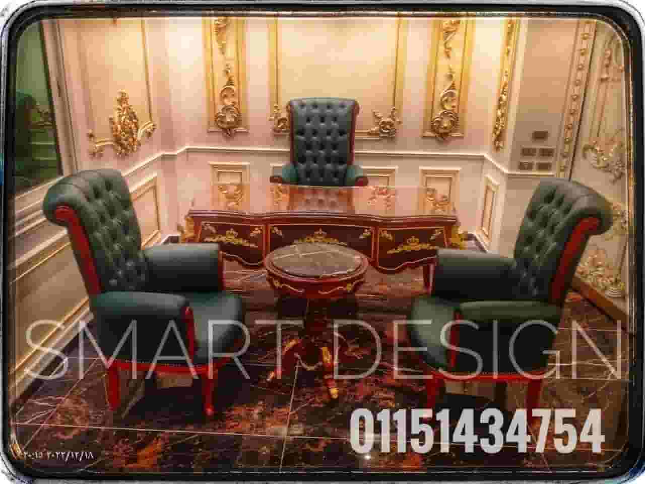 Classic luxury administrative office/red beech wood with copper. All shapes and sizes are available and all office furniture