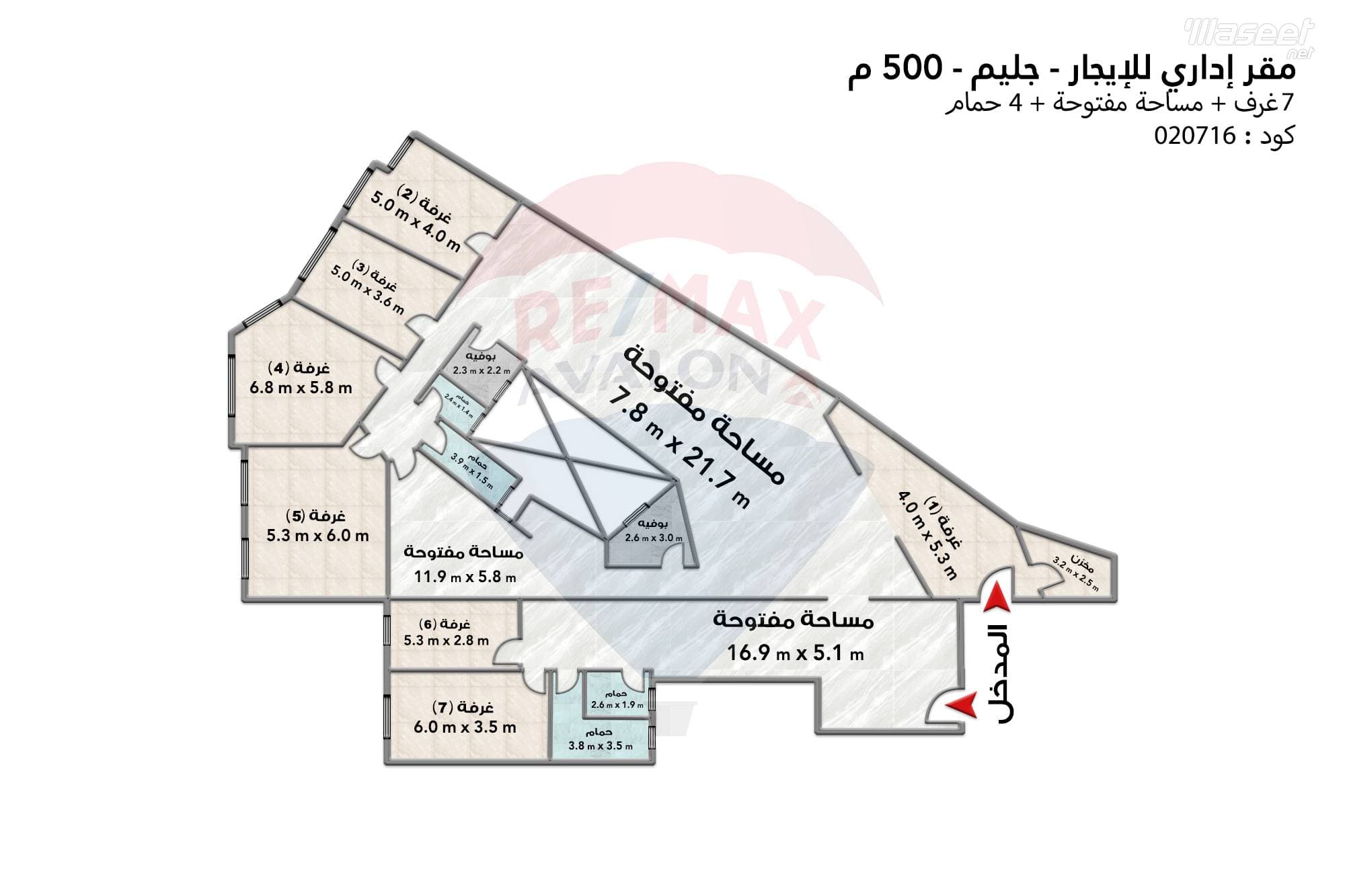 مقر إداري للإيجار 500 م جليم ش ابو قير 4