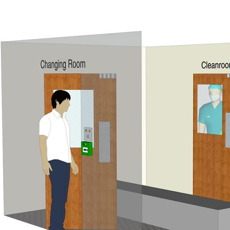 The interlock unit is an application to control the exit of two doors 1