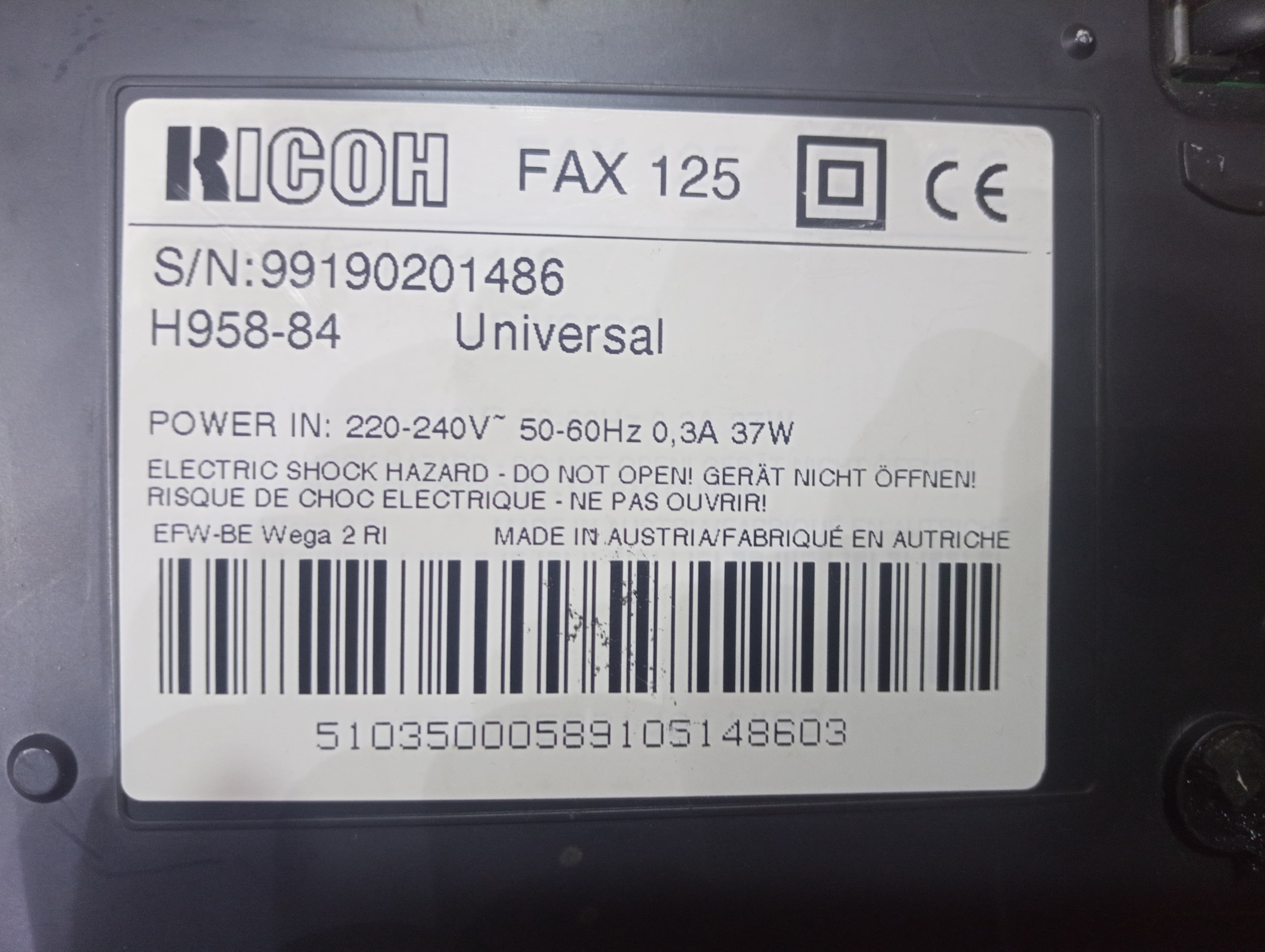 New Ricoh fax Australian fax 3