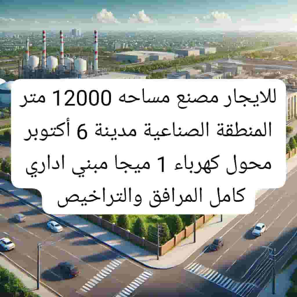مصنع للايجار في 6 اكتوبر  مصنع للايجار في 6 اكتوبر