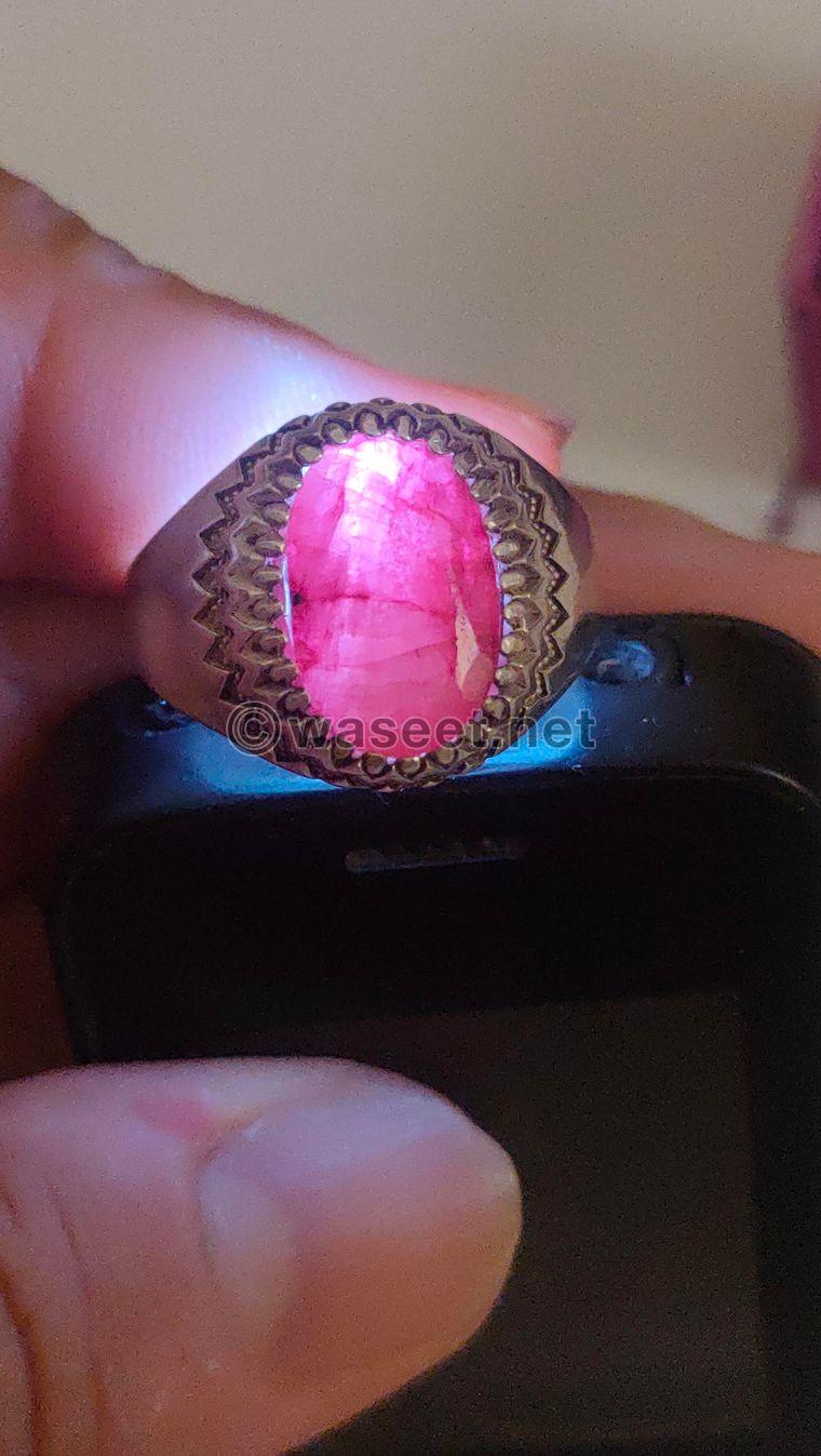 أناقة تحفة فنية خاتم فضة مع حجر ياقوت هندي   2